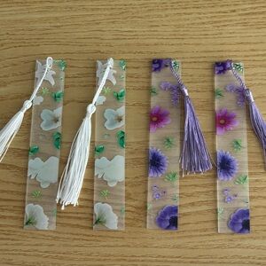 Floral Bookmark Set with Tassels